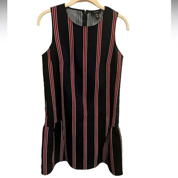 Halogen Flounce Back Vertical Striped Shift Dress Size XXS - Picture 3 of 7